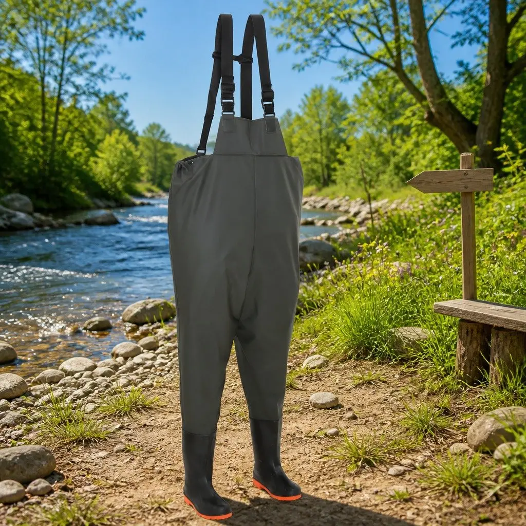Green Chest Wading Pants with Boots Size 38 for Outdoor Use