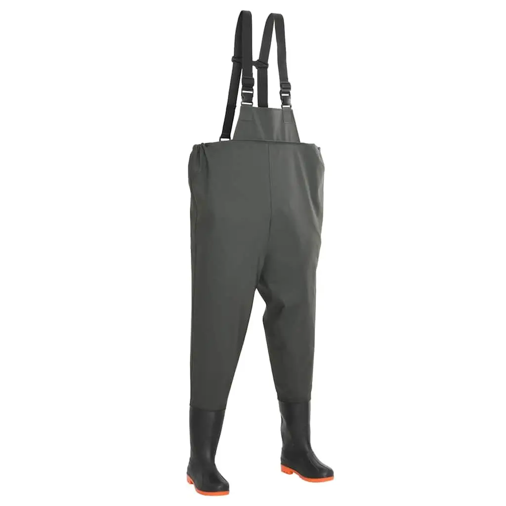 Chest Wading Pants with Attached Boots Fishing Waders Green Size 41