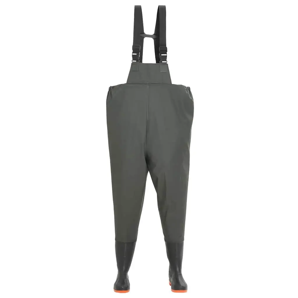 Chest Wading Pants with Attached Boots Fishing Waders Green Size 41