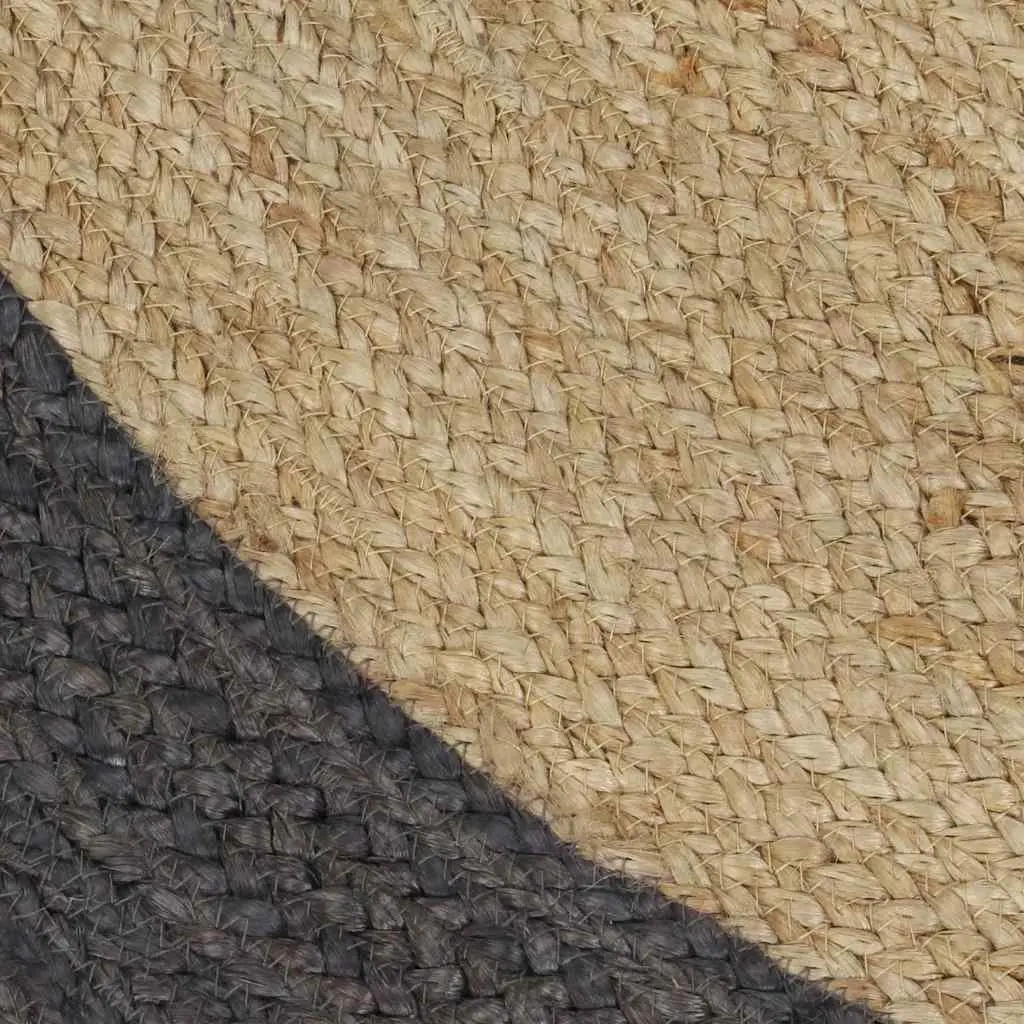 Jute Area Rug with Grey Border, 120cm