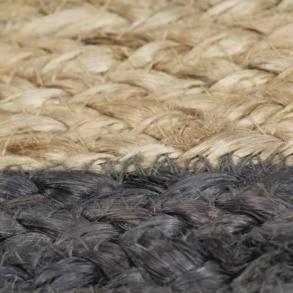 Jute Area Rug with Grey Border, 120cm