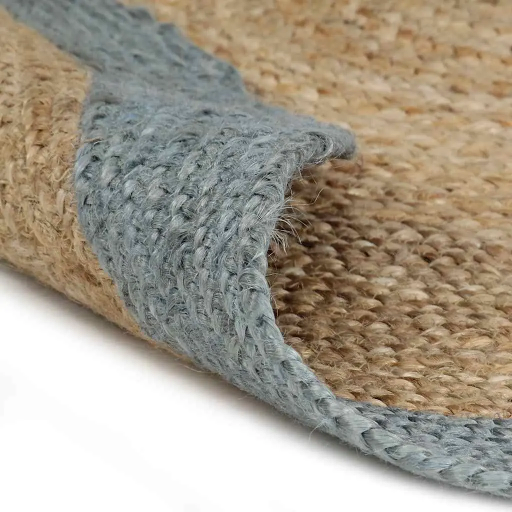Handmade Jute Area Rug Natural Olive Green Border 90cm Home Decor