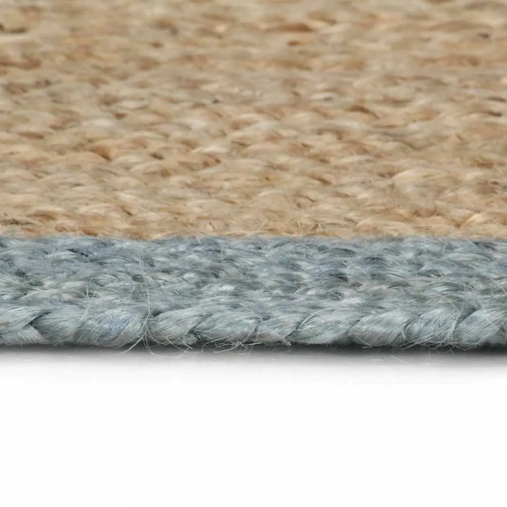 Handmade Jute Area Rug Natural Olive Green Border 90cm Home Decor