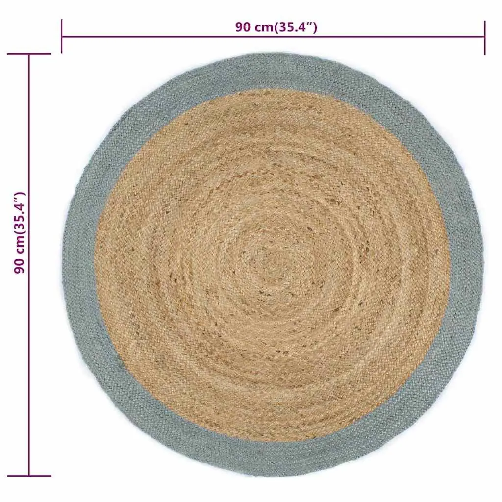 Handmade Jute Area Rug Natural Olive Green Border 90cm Home Decor