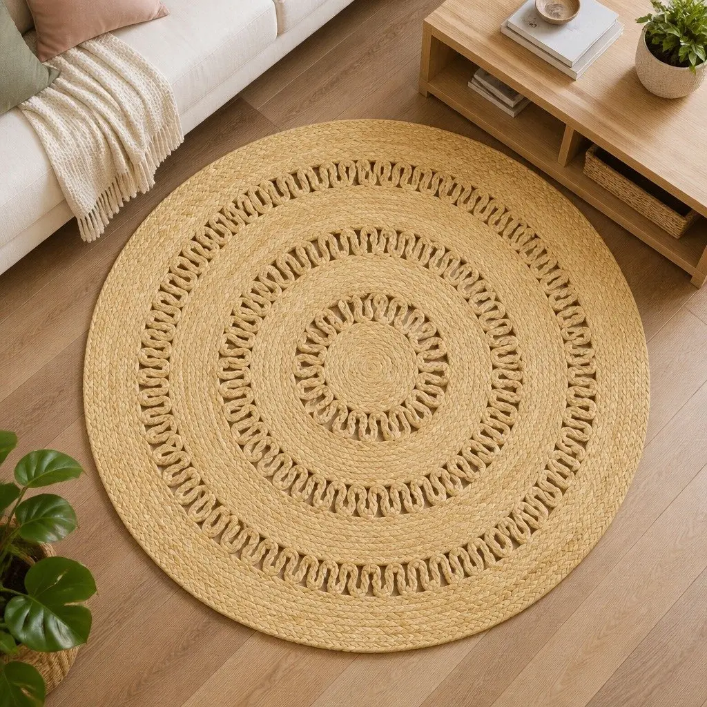 Handmade Braided Jute Rug 90cm Brown
