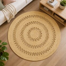 Durable Handmade Braided Jute Rug 90cm Brown