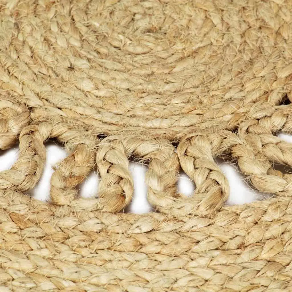 Braided Jute Area Rug 90cm Brown Natural Fiber Home Decor