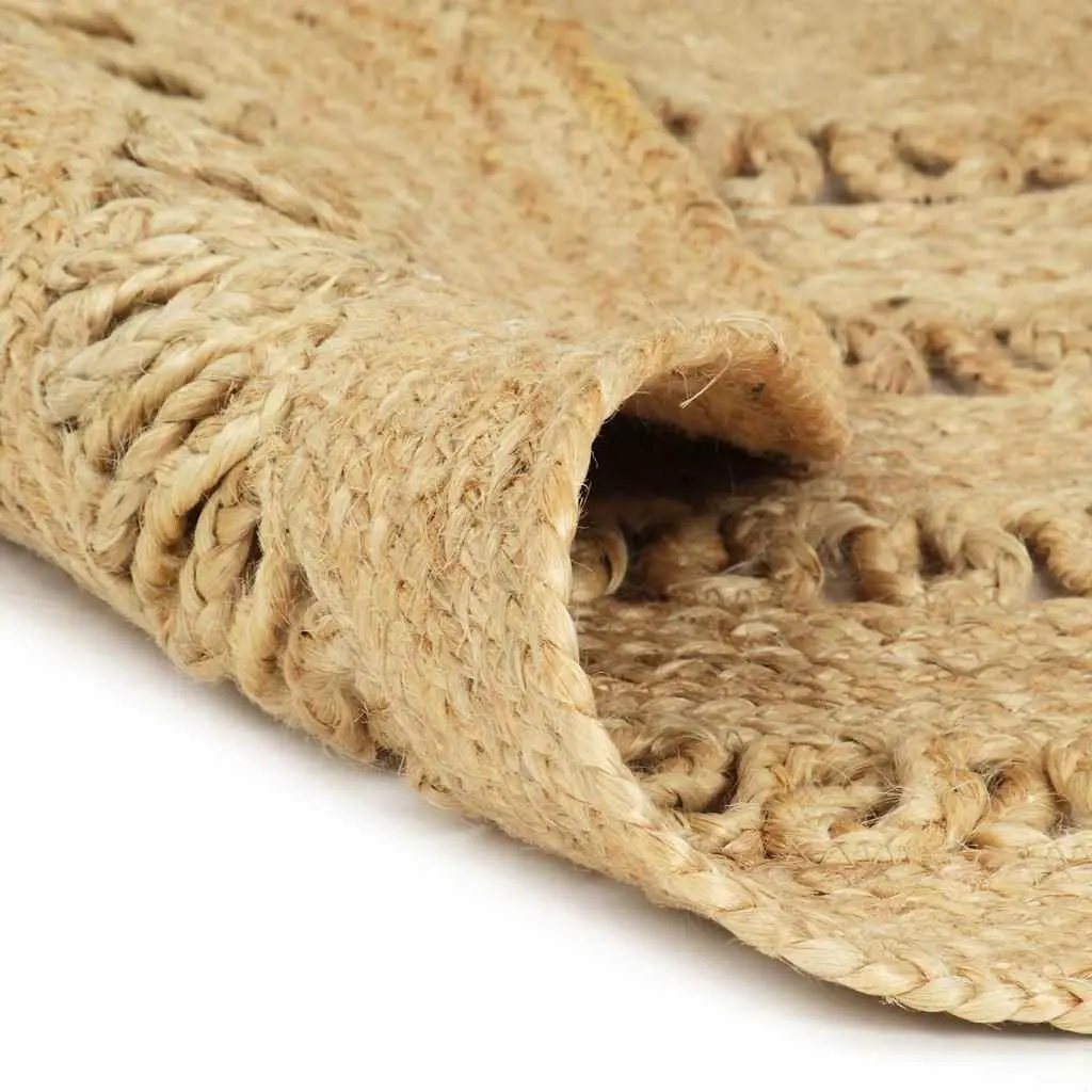 Braided Jute Area Rug Natural Fiber 120 cm Brown