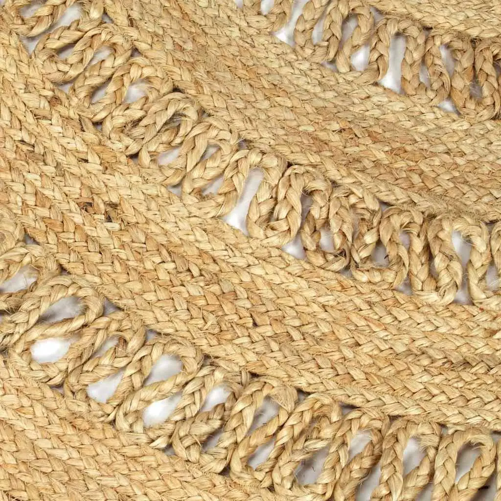 Braided Jute Area Rug Natural Fiber 120 cm Brown