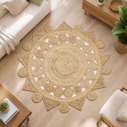 Comfortable Handmade Jute Area Rug - 90cm Diameter