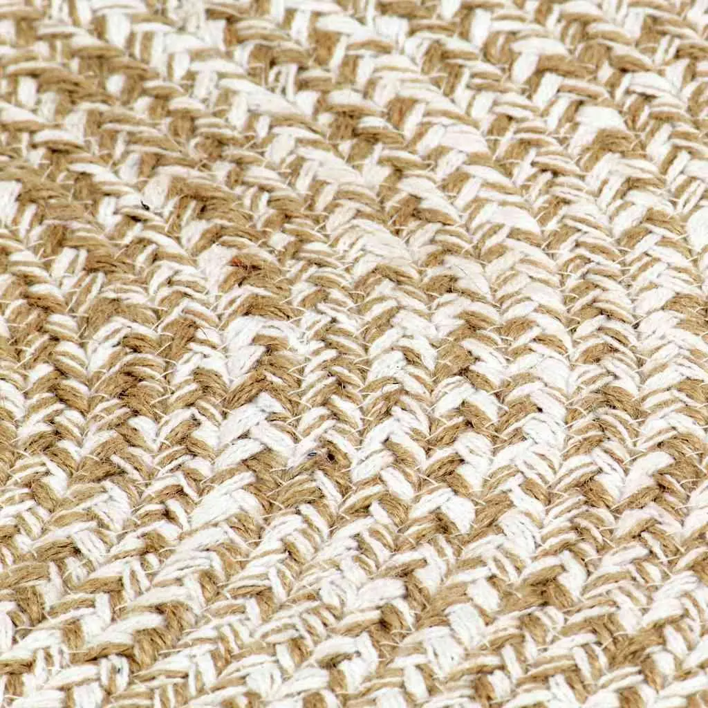 Handmade Braided Jute Area Rug White Natural 90cm Round