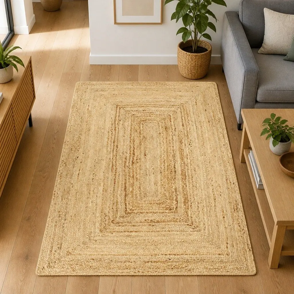 Handwoven Jute Area Rug Natural Brown 80x160 cm
