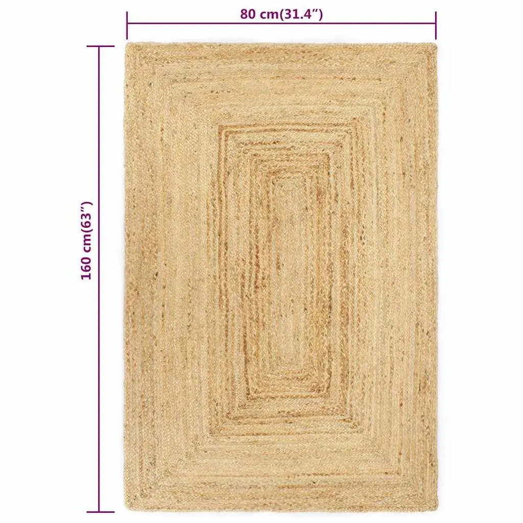 Handwoven Jute Area Rug Natural Brown 80x160 cm