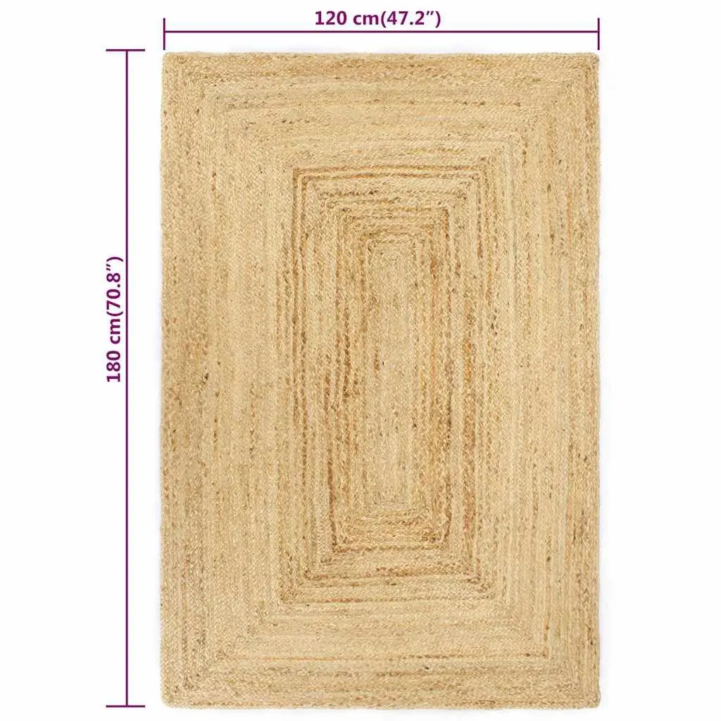 Braided Jute Area Rug Natural Brown 120x180cm Handwoven Home Decor