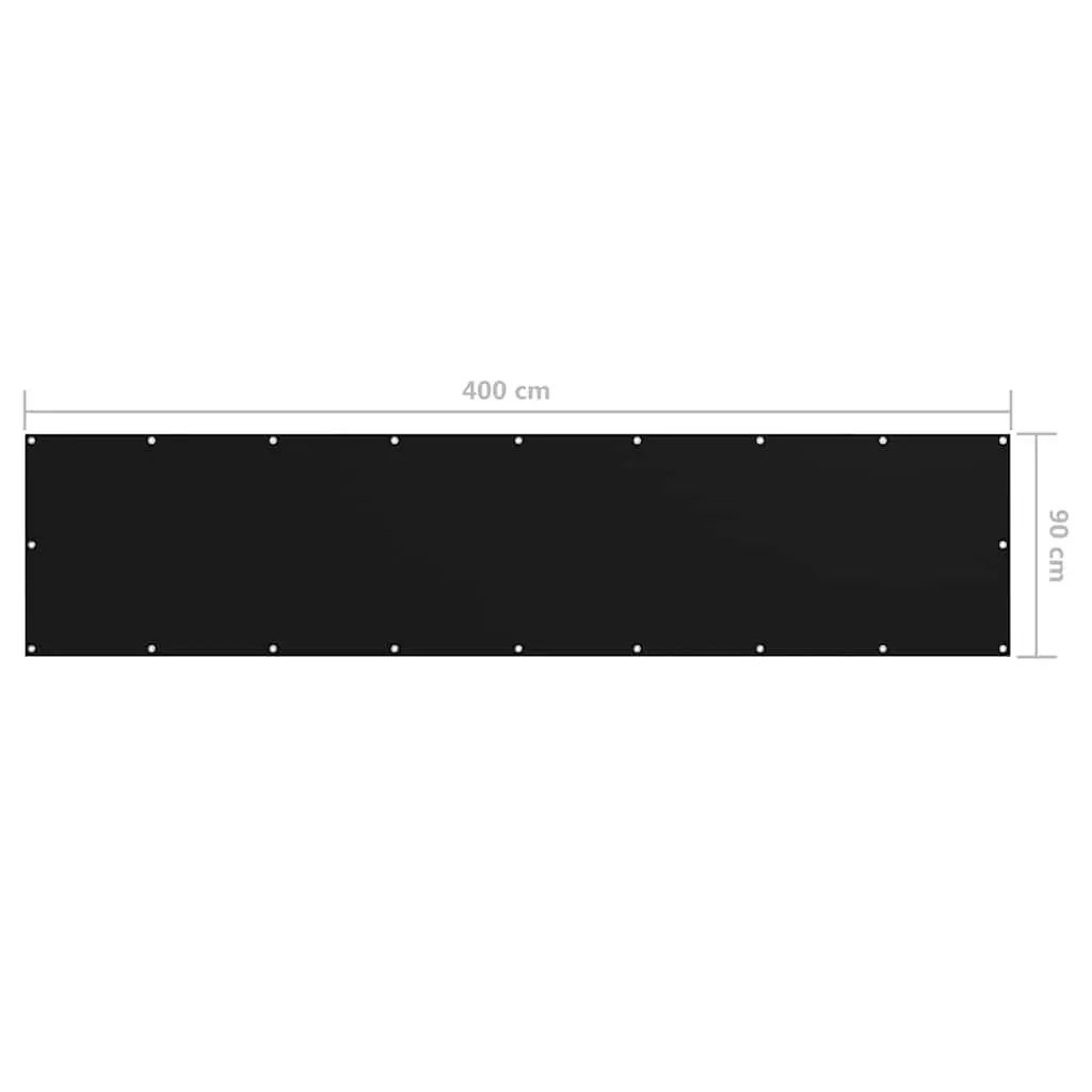 Balcony Screen Privacy Shade 90x400 cm Black Oxford Fabric Windproof Waterproof