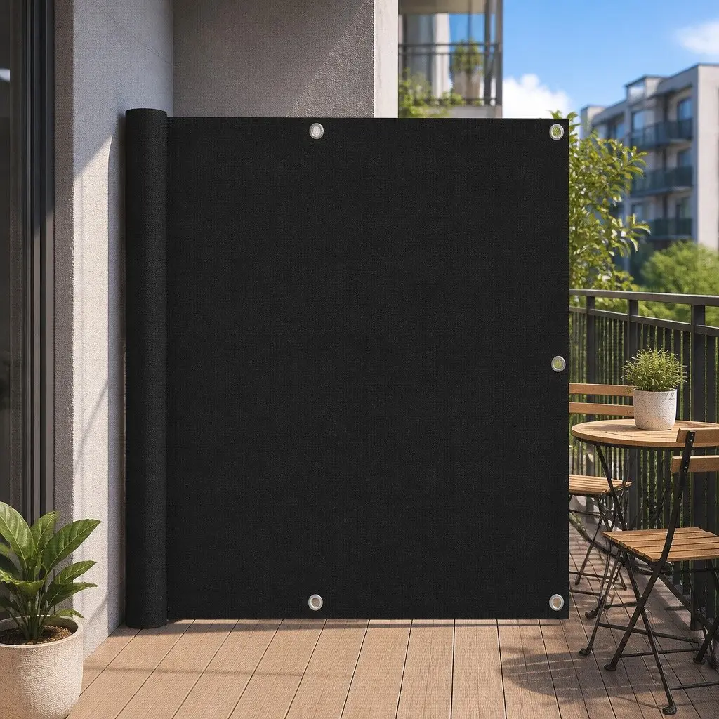 Balcony Privacy Screen Outdoor Shade Panel 90x600 cm Black