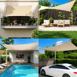 Rectangular Sunshade Sail 2x3m Oxford Fabric White Outdoor Garden Terrace