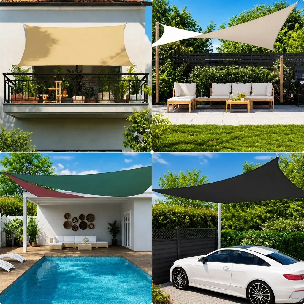 Rectangular Sunshade Sail 4x5 m White Oxford Fabric Garden Outdoor