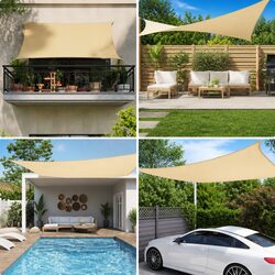Rectangular Sunshade Sail Black Outdoor Garden Terrace Balcony UV Protection