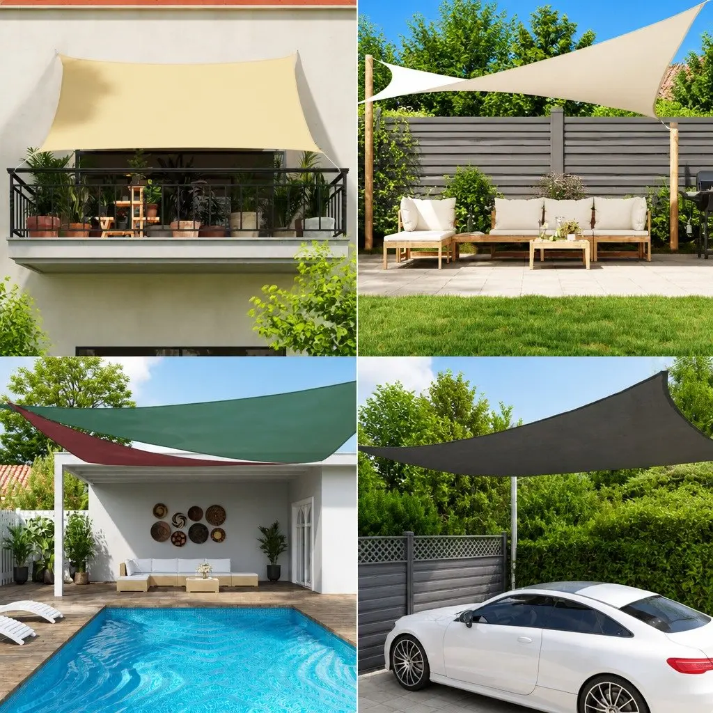 Rectangular Sunshade Sail Outdoor Shade 3x6m Black PU Coated Oxford Fabric