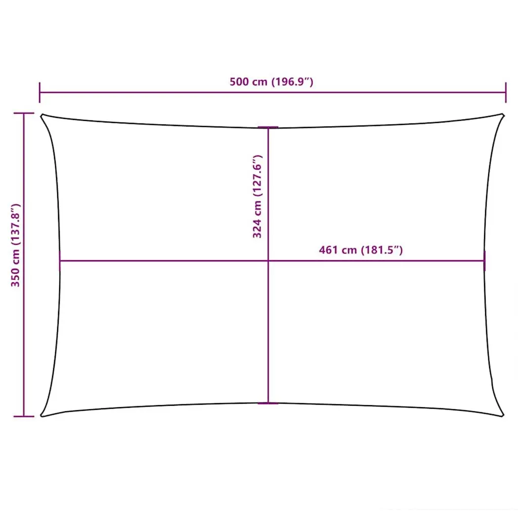 Rectangular Sunshade Sail Outdoor UV Protection 3.5x5m Black Oxford Fabric