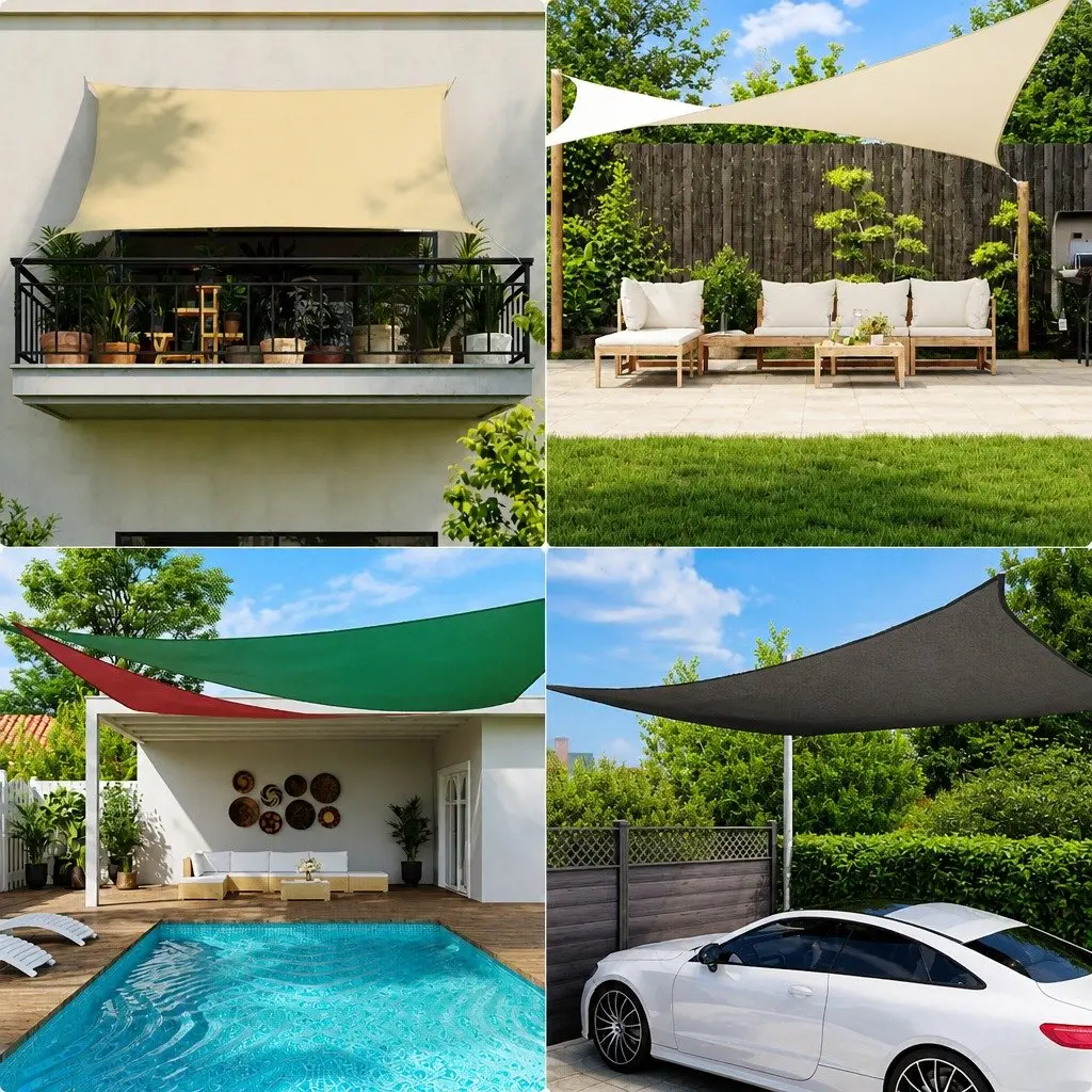 Rectangular Sunshade Sail Outdoor Garden Patio Shade Cloth Cover 4x5m Black