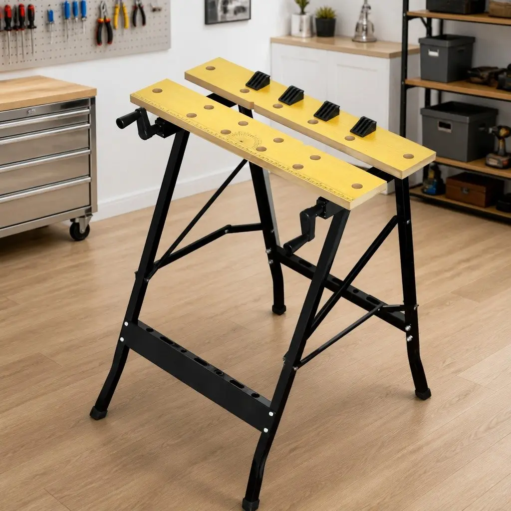 Foldable Workbench Yellow Portable Work Bench Folding Tool Storage Organisation
