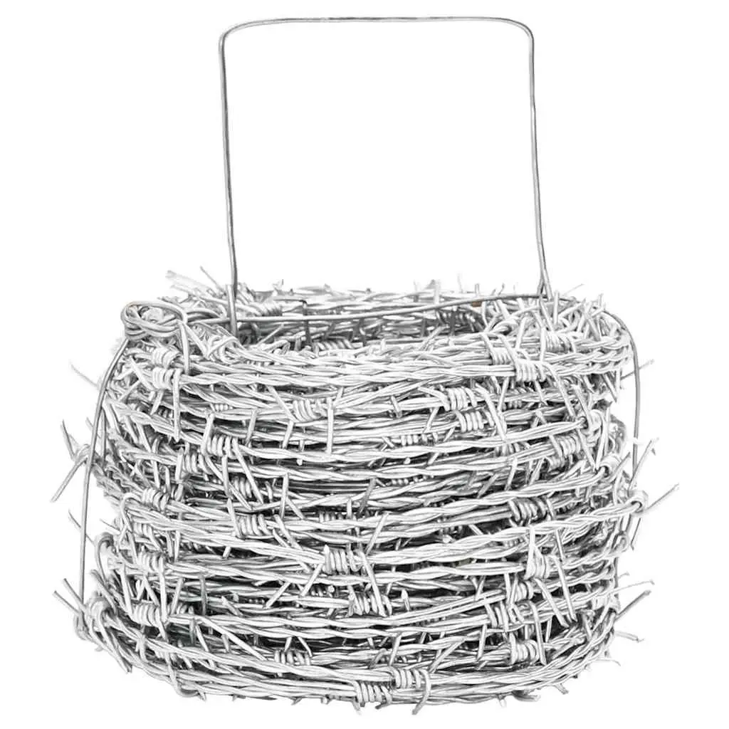 Barbed Wire Fencing 500m 2-Strand 4-Point Galvanised Steel Blue