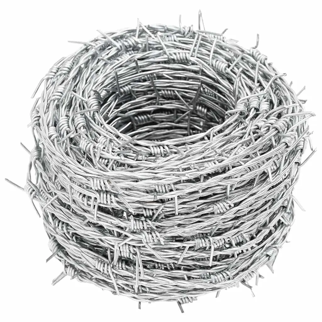 Barbed Wire Fencing 500m 2-Strand 4-Point Galvanised Steel Blue