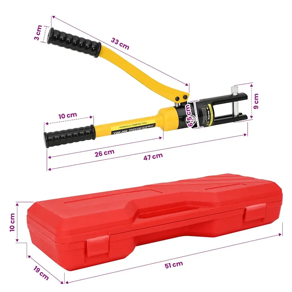 Hydraulic Crimping Tool Cable Lug Crimper 10-300mm² 360° Rotating Head Red