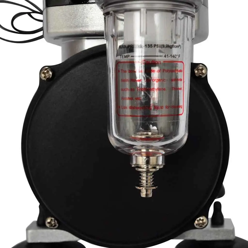Airbrush Compressor Set Dual Spray Guns Mini Kit Tools Oil-Free Piston