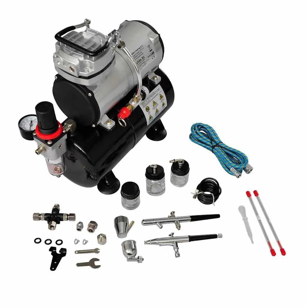 Airbrush Compressor Set Portable Mini Piston Tank 3 Litre with 2 Spray Guns