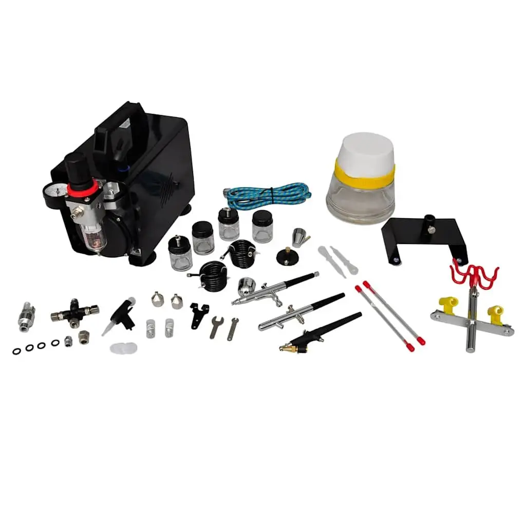 Airbrush Compressor Set 255x135x220mm Art Craft Hobby 3 Spray Guns