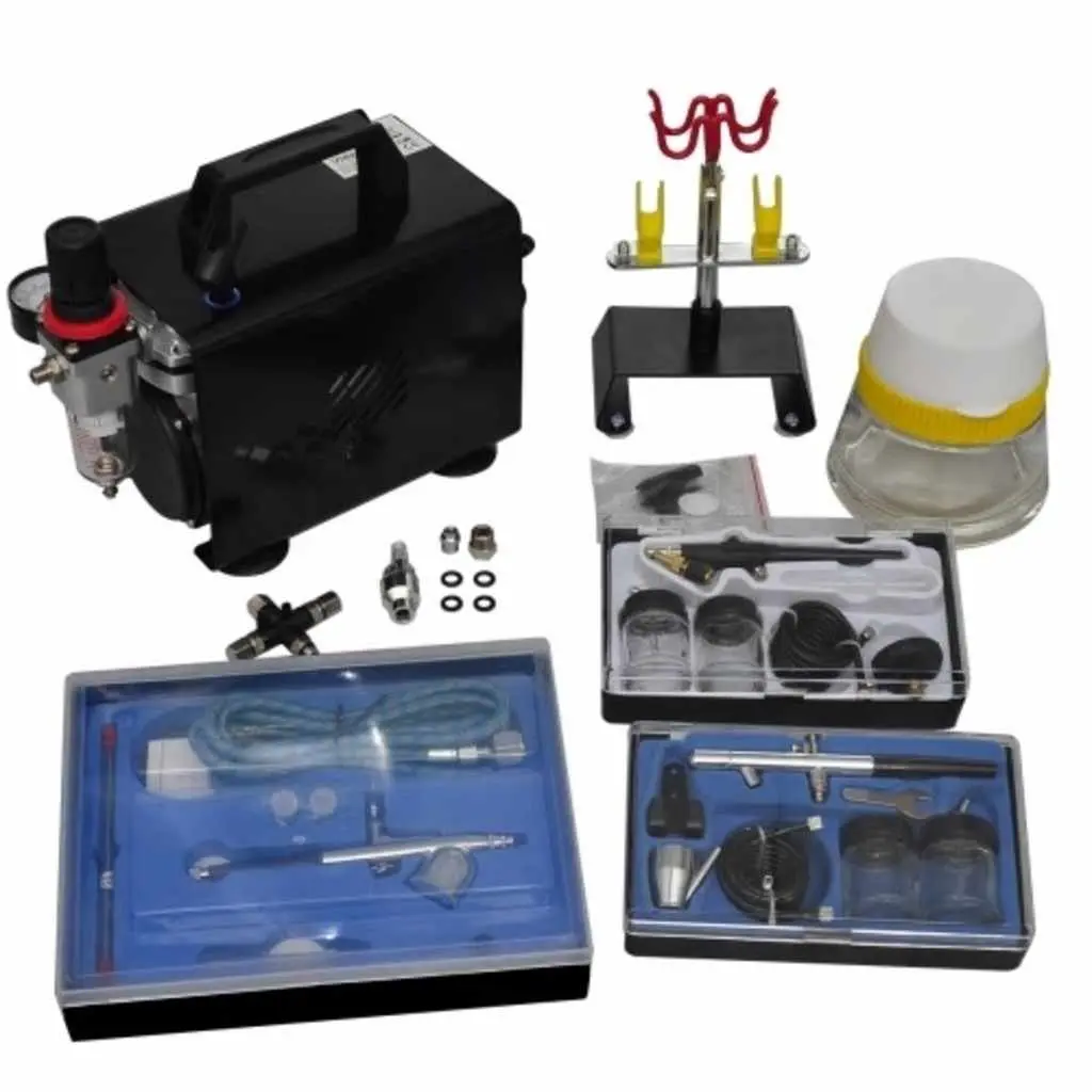 Airbrush Compressor Set 255x135x220mm Art Craft Hobby 3 Spray Guns