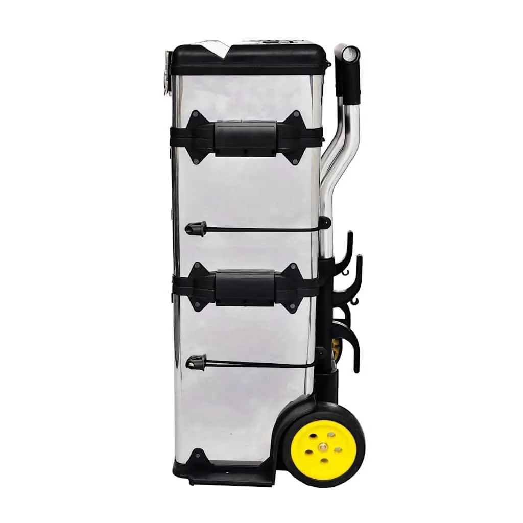 3-Part Tool Box Mobile Storage Organiser 2-Drawer Compartment Silver