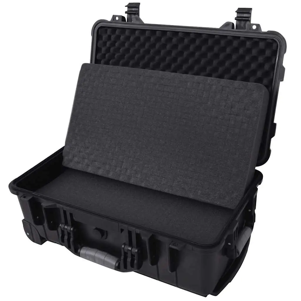 Wheeled Tool Equipment Case Black Pick Pluck Foam Camera Optics Storage