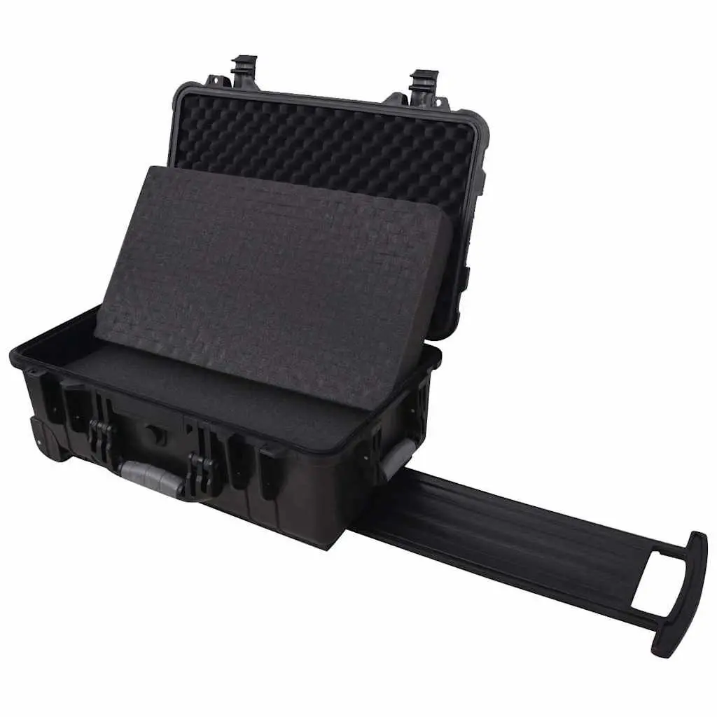 Wheeled Tool Equipment Case Black Pick Pluck Foam Camera Optics Storage