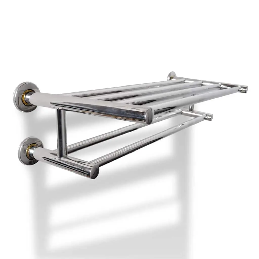 Stainless Steel Wall Mounted Towel Rack Bathroom Holder Organiser 6 Tubes Silver