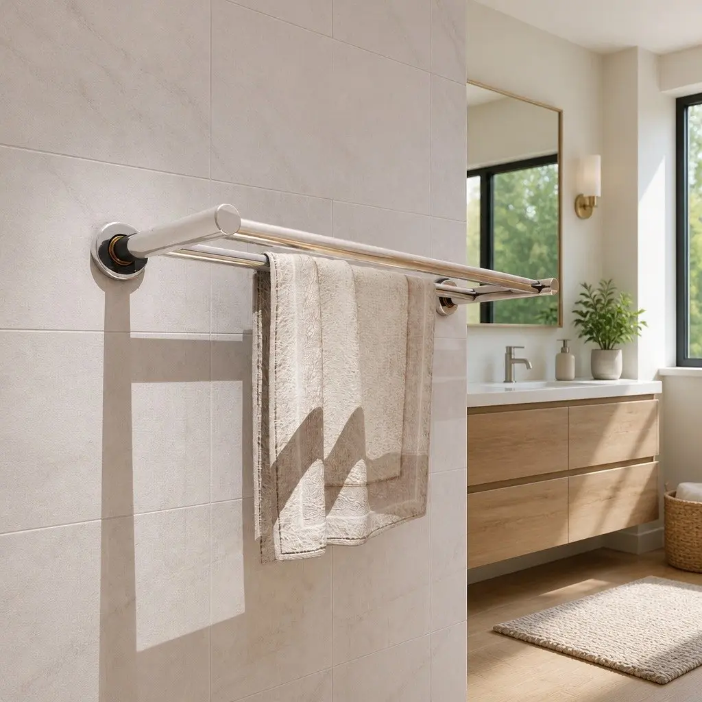 Silver Wall Mounted Towel Rack