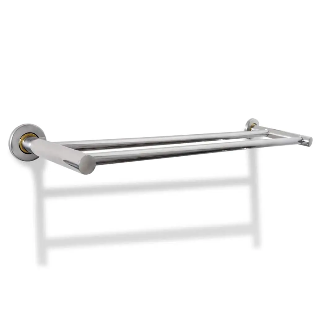Wall Mounted Towel Rack 2 Tubes Silver Bathroom Storage Bar