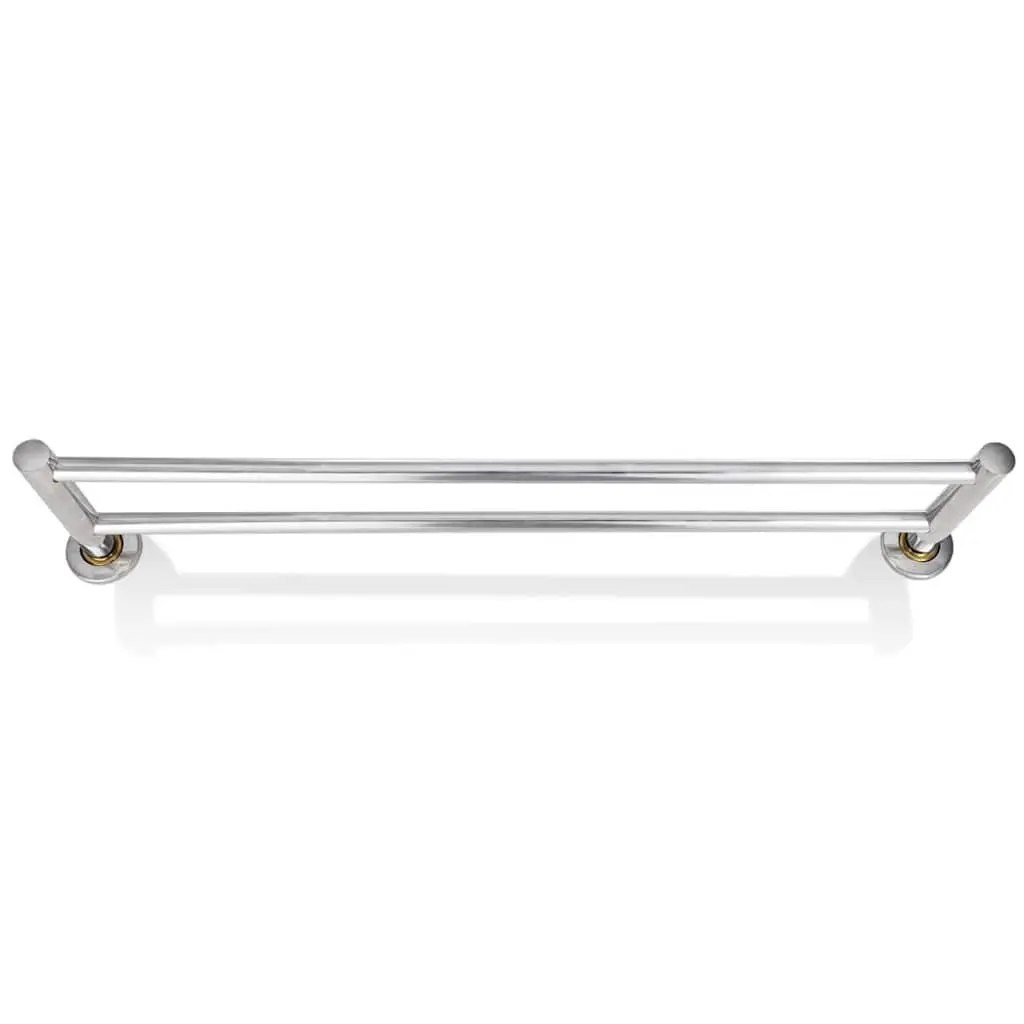 Wall Mounted Towel Rack 2 Tubes Silver Bathroom Storage Bar