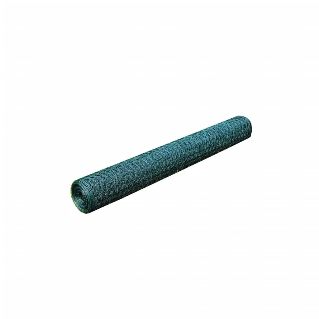 Chicken Wire Fence Panel PVC Coated Green 25x1m Poultry Enclosure Netting