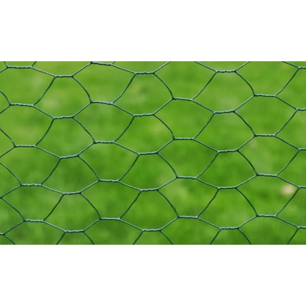 Chicken Wire Fence Panel PVC Coated Green 25x1m Poultry Enclosure Netting
