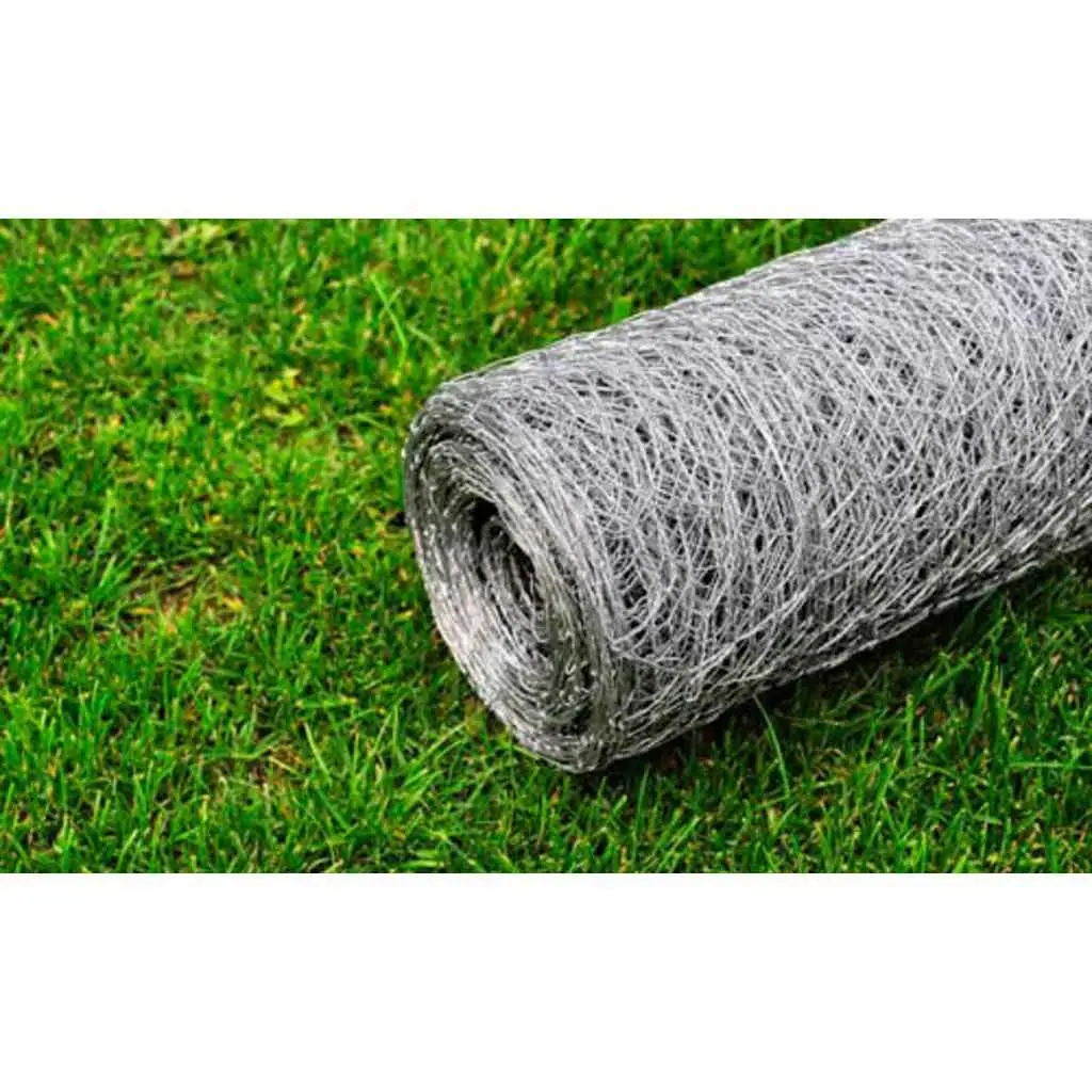 Chicken Wire Fence Galvanised Steel 25x1m Poultry Netting Silver