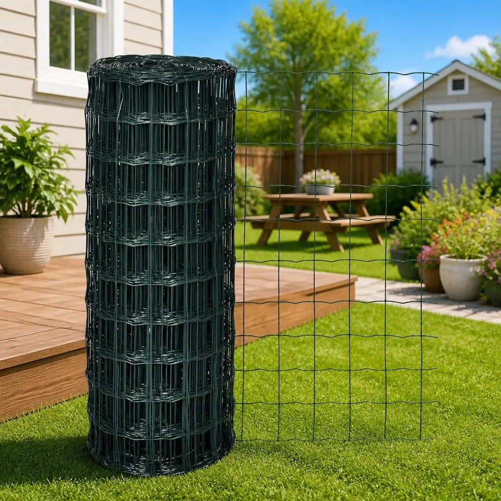 Steel Wire Euro Fence Panel Garden Fencing Barrier 25 x 1.0 m Green