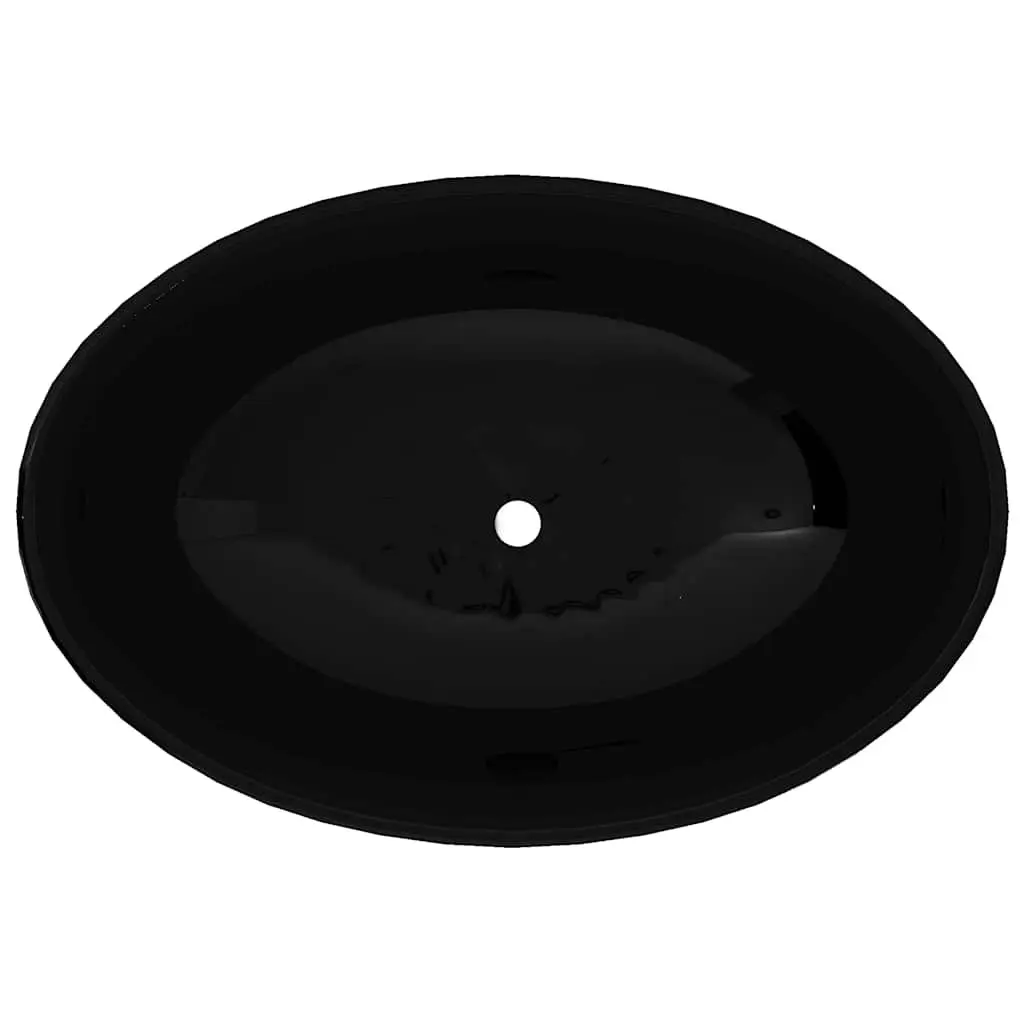 Oval Ceramic Basin Black Bathroom Sink Modern Washroom Vanity 40 x 33 cm