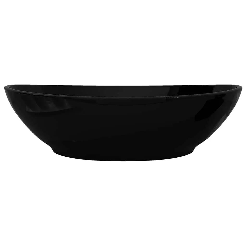 Oval Ceramic Basin Black Bathroom Sink Modern Washroom Vanity 40 x 33 cm
