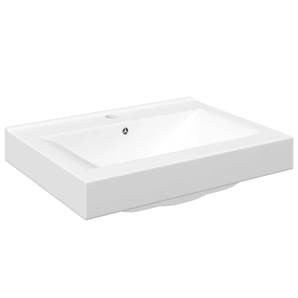 Rectangular Ceramic Basin Bathroom White Sink Wash Vessel Faucet Hole