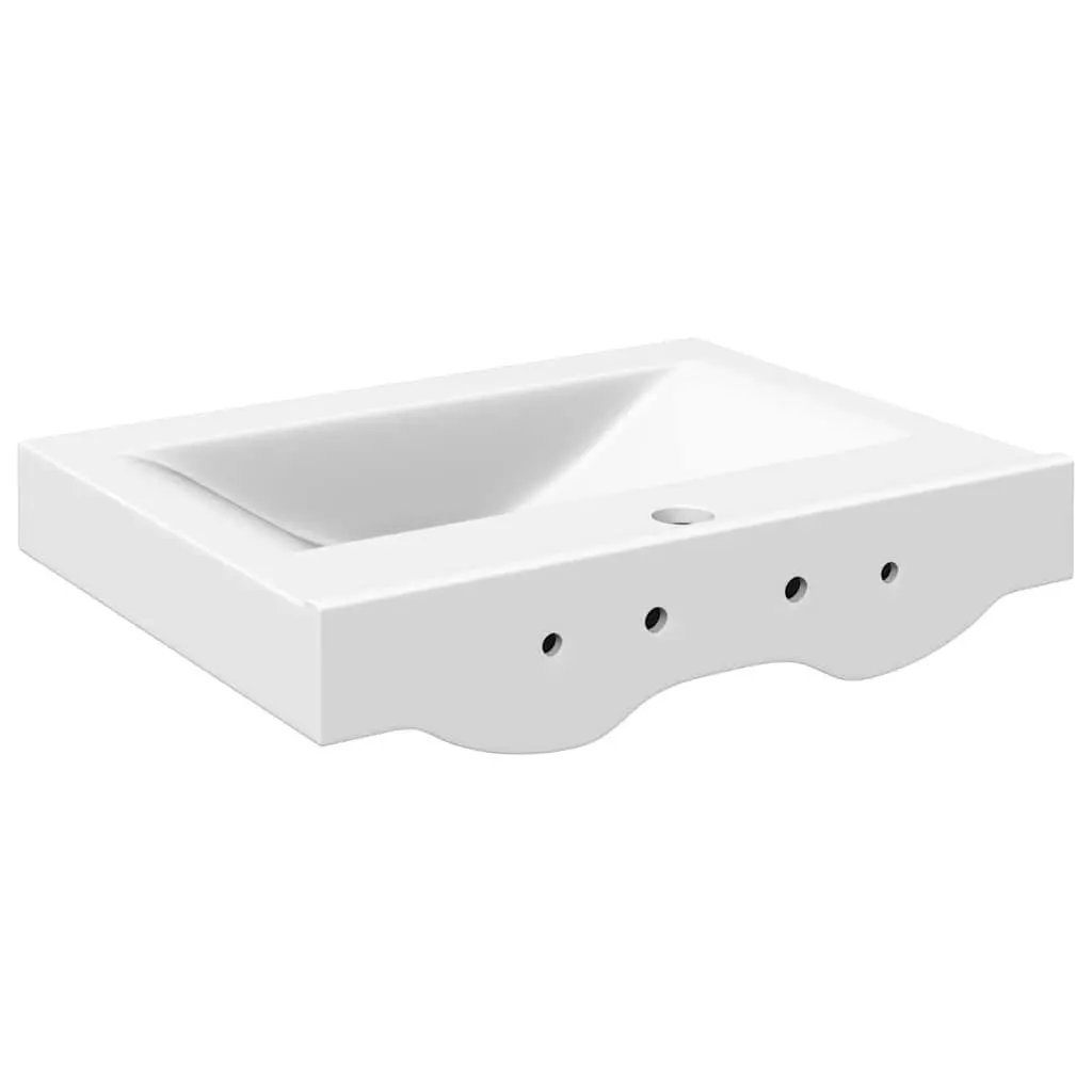 Rectangular Ceramic Basin Bathroom White Sink Wash Vessel Faucet Hole