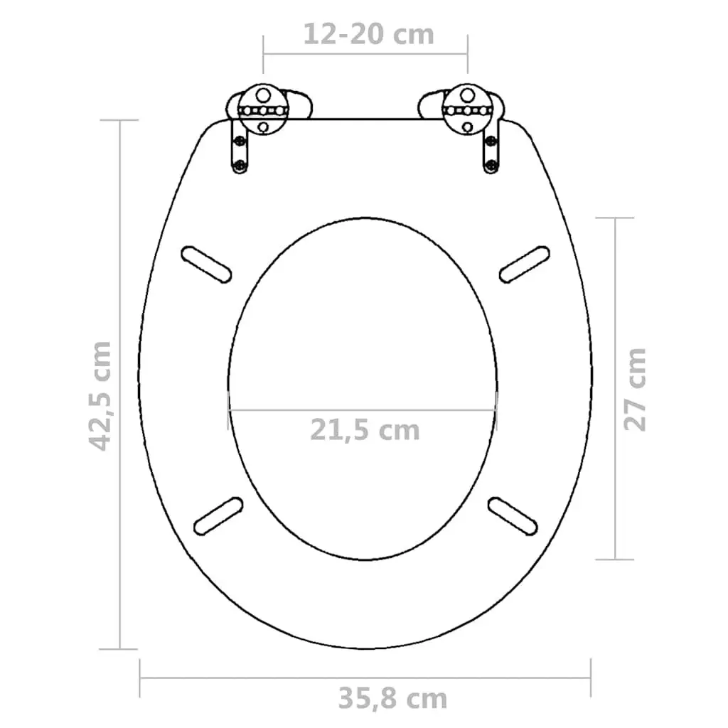 Toilet Seat Soft Close Lid MDF Black Adjustable Chrome-Zinc Hinges